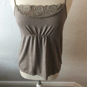 Ann Taylor Lace Accent Tank Taupe Size L